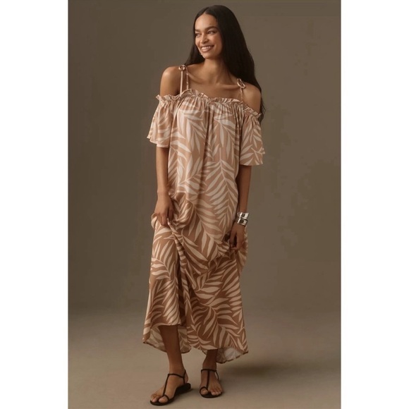 ANTHROPOLOGIE • Conditions Apply Fern TieStrap Kaftan Maxi Beach Hawaii Dress - Picture 4 of 10